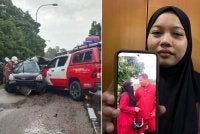 Ruqaiyah menunjukkan gambar abang sulungnya serta isteri yang maut dalam kemalangan di Kilometer 90, Jalan Kuala Terengganu-Kuantan, berhampiran Bukit Bauk, Terengganu.