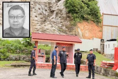 Abdul Rozak (tengah) sedang meninjau lokasi kejadian pada petang Isnin dan Wong Kar Lin (Gambar kecil)