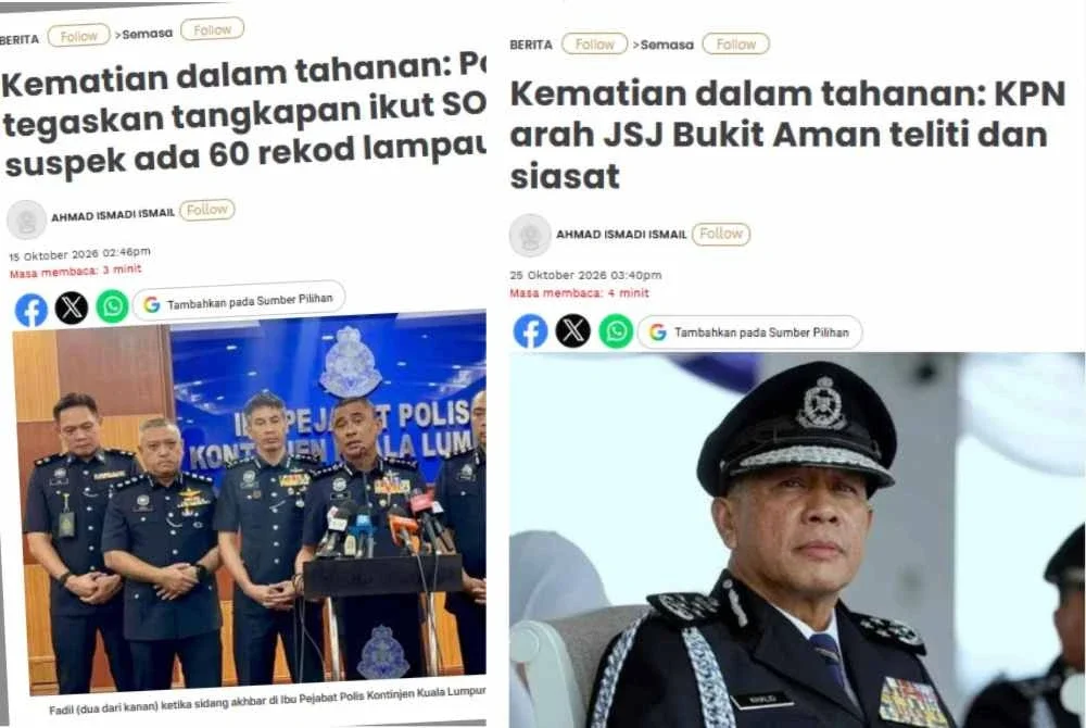 Laporan Sinar Harian berhubung kes kematian dalam tahanan