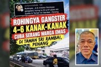 Tular di media sosial mengenai kejadian seorang wanita warga emas disedang kanak-kanak Myanmar di Bukit Mertajam baru-baru ini. Foto kecil: Nik Aminuddin