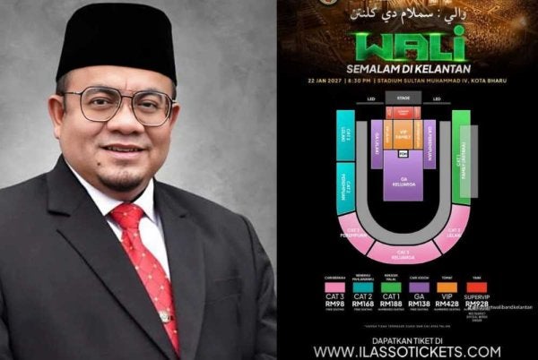 Poster promosi konsert Wali yang dijadualkan berlangsung di Stadium Sultan Muhammad IV pada 27 Januari 2027 tular di media sosial, namun penganjur disahkan belum mendapat sebarang kelulusan pihak berkuasa negeri setakat 26 Oktober lalu.