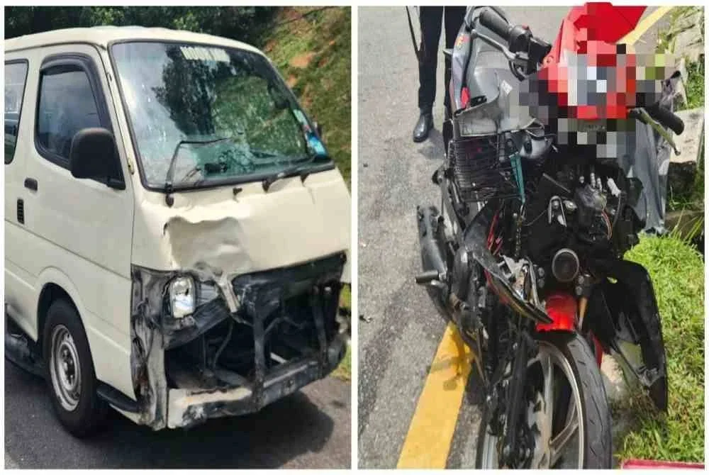 Seorang lelaki maut selepas motosikal ditunggangnya bertembung dengan sebuah van di persimpangan lampu isyarat Jalan Reko.