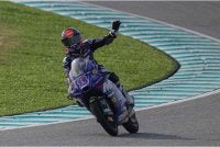 Hakim Danish mempamerkan tunggangan sensasi apabila bakal bermula di barisan hadapan GP Malaysia di Sepang, esok. Foto : Bernama